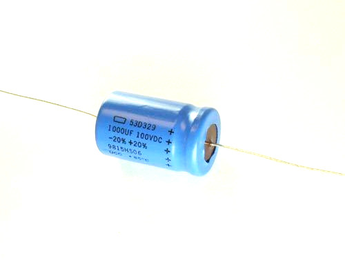 1x 1000uF 100V Axial Electrolytic Aluminum Capacitor mfd 100VDC 1000mfd 1,000