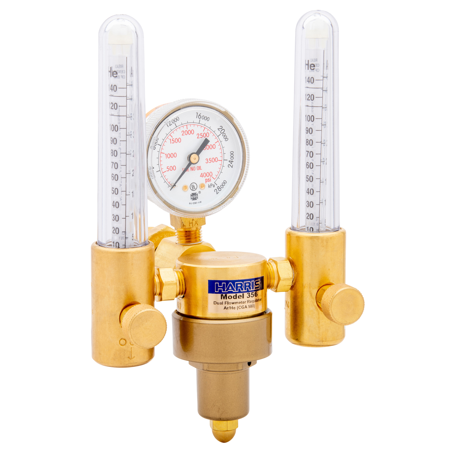 Harris Model 356-Ar-He-580 Dual Flowmeter Regulator 3100140