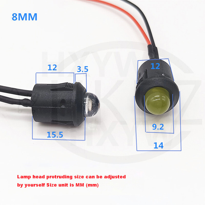 Pre-Wired LEDs 3mm/5mm/8mm/10mm With Holder Wire Light Emitter Pre-Wired Cable