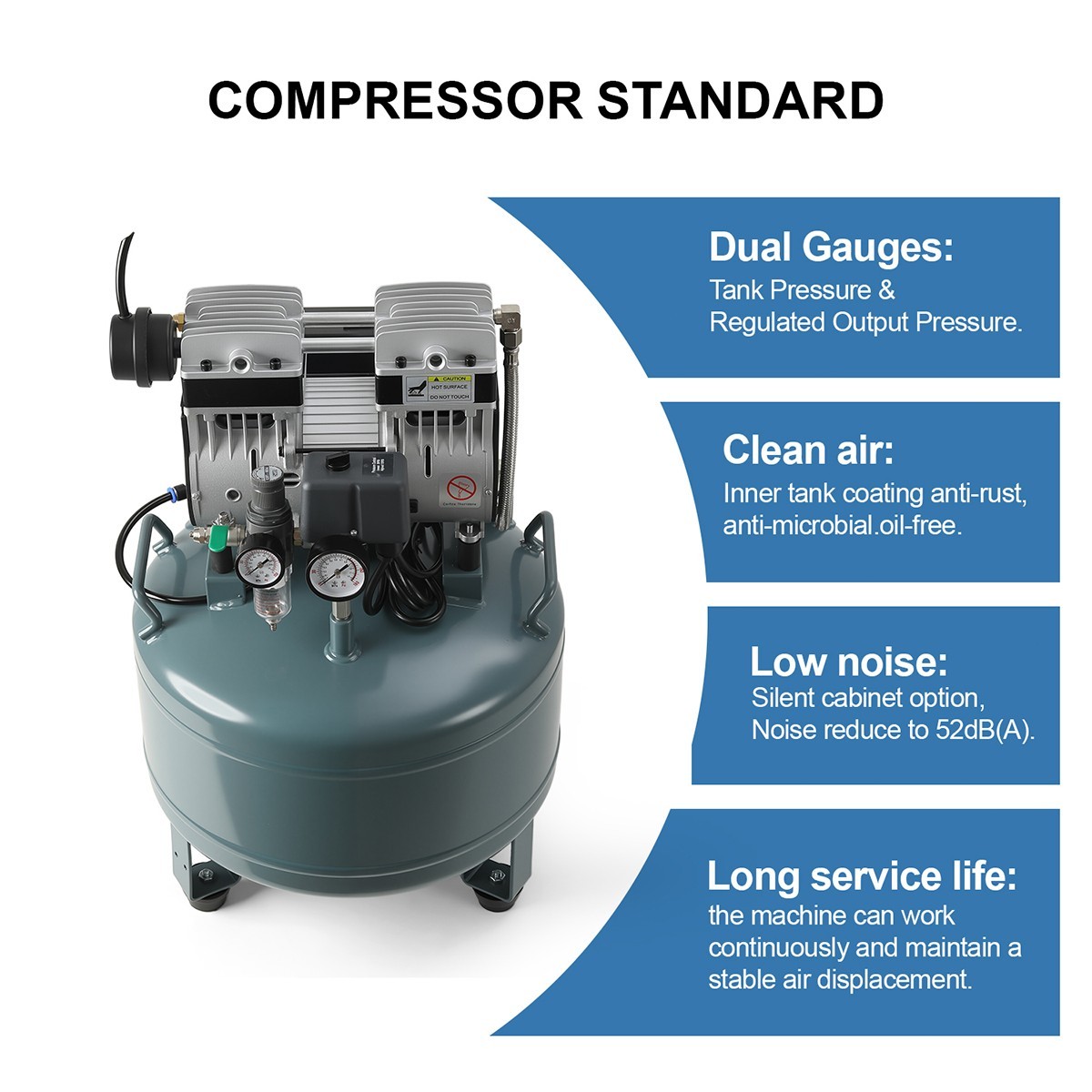 24L/40L Portable Dental Mobile Silent Oil-Free Air Compressor Pump FDA