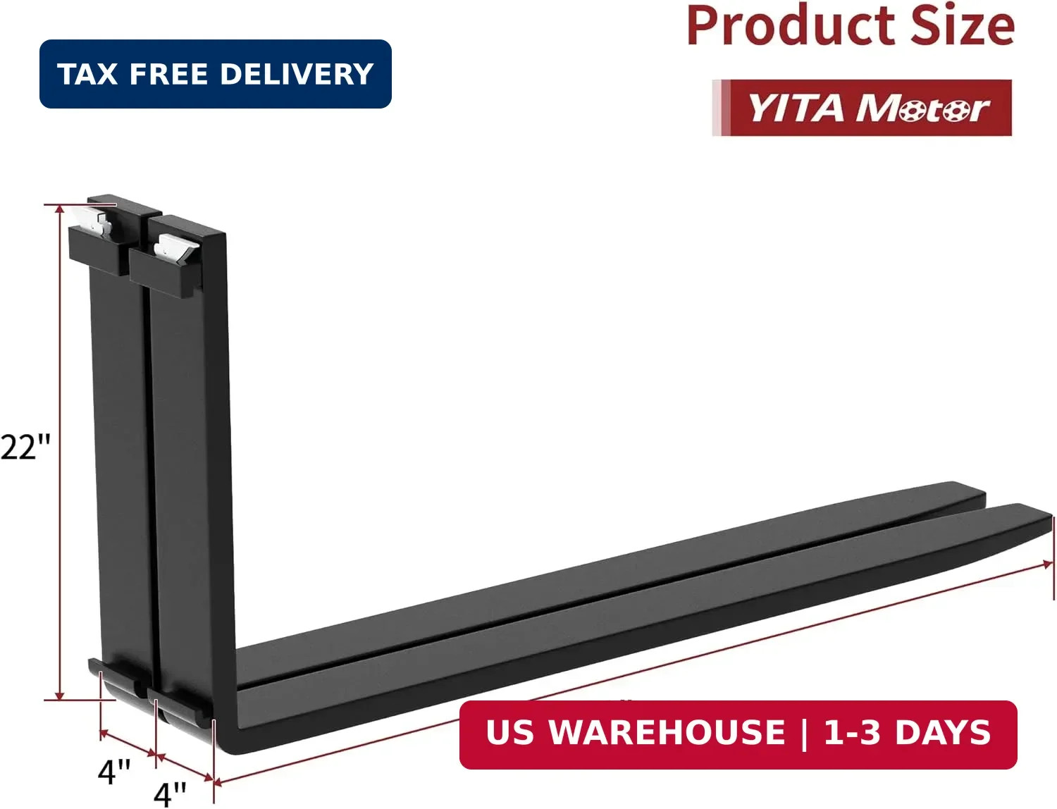 YITAMOTOR 42″ Pallet Forks Forklift Blades, 2500lbs Universal Skid Steer Pallet
