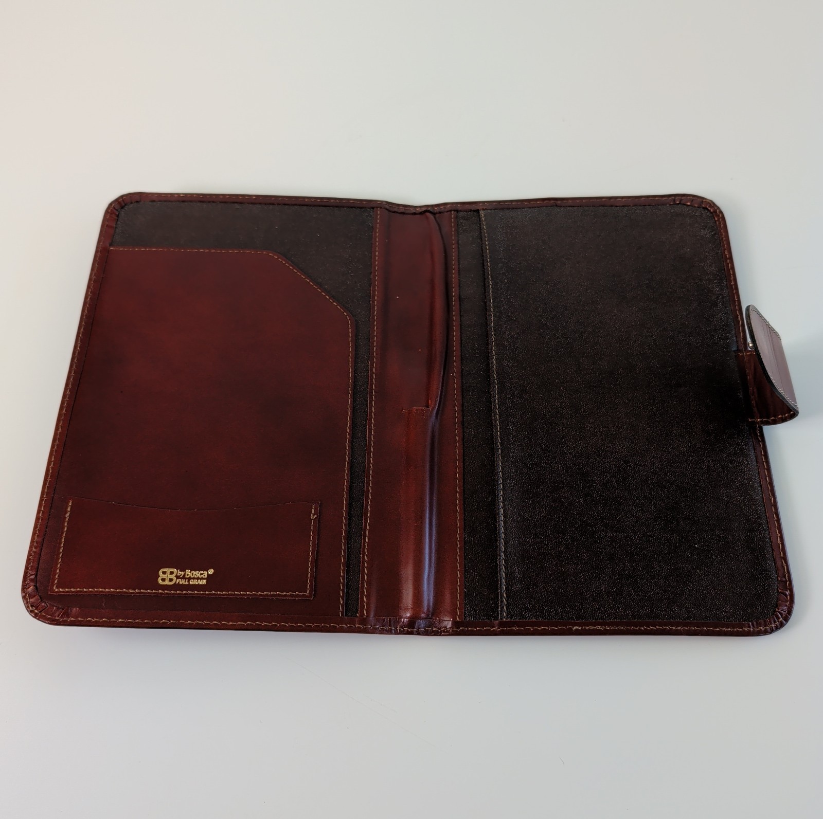 Vintage BOSCA Brown Full Grain Leather Planner Organizer Notebook (9” X 6”)