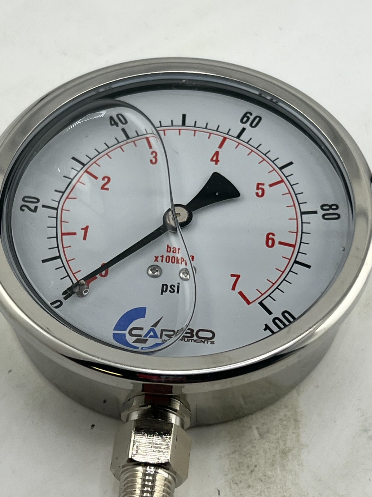 CARBO Instruments Pressure Gauge Steel Case Liquid Filled 0-100 psI