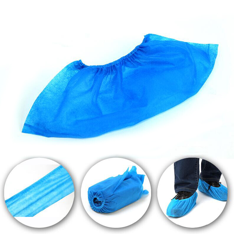 100Pcs Disposable Shoe Covers Non-woven Non-Slip Resistant Dust proof Blue Color