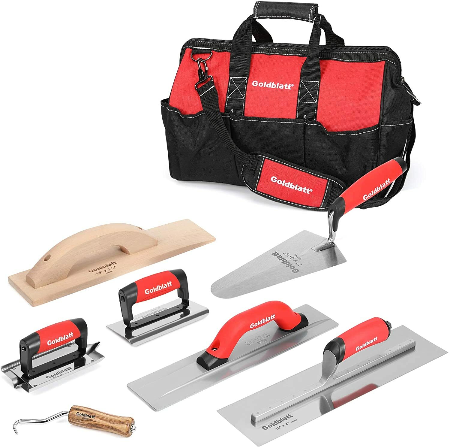 Goldblatt 8PCS Masonry Hand Concrete And Cement Tools Set w/16 inch Tool Bag NEW
