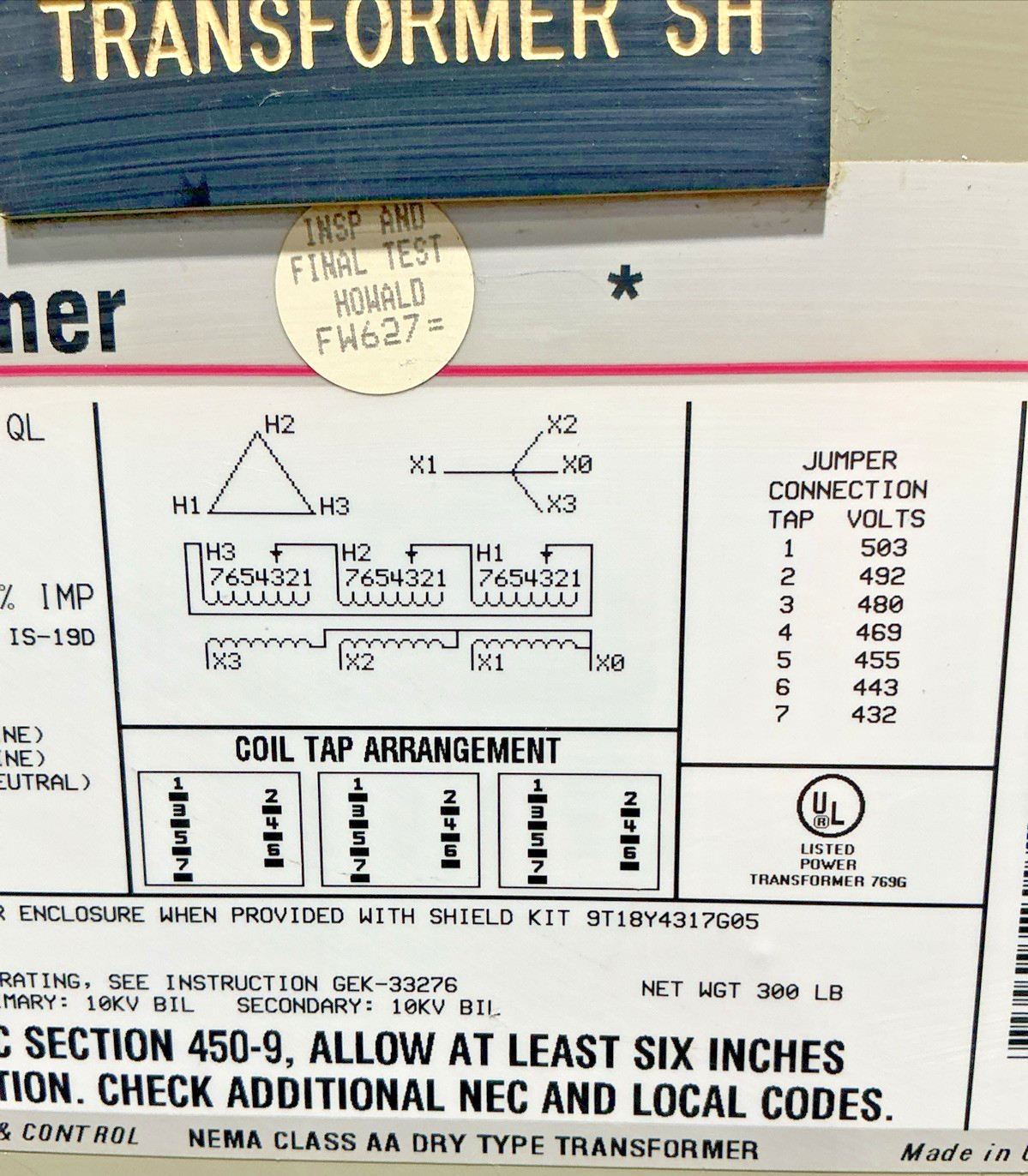 GE 30kVA 480V Transformer 3PH 60HZ 208Y/120V 9T23B3872 🟦