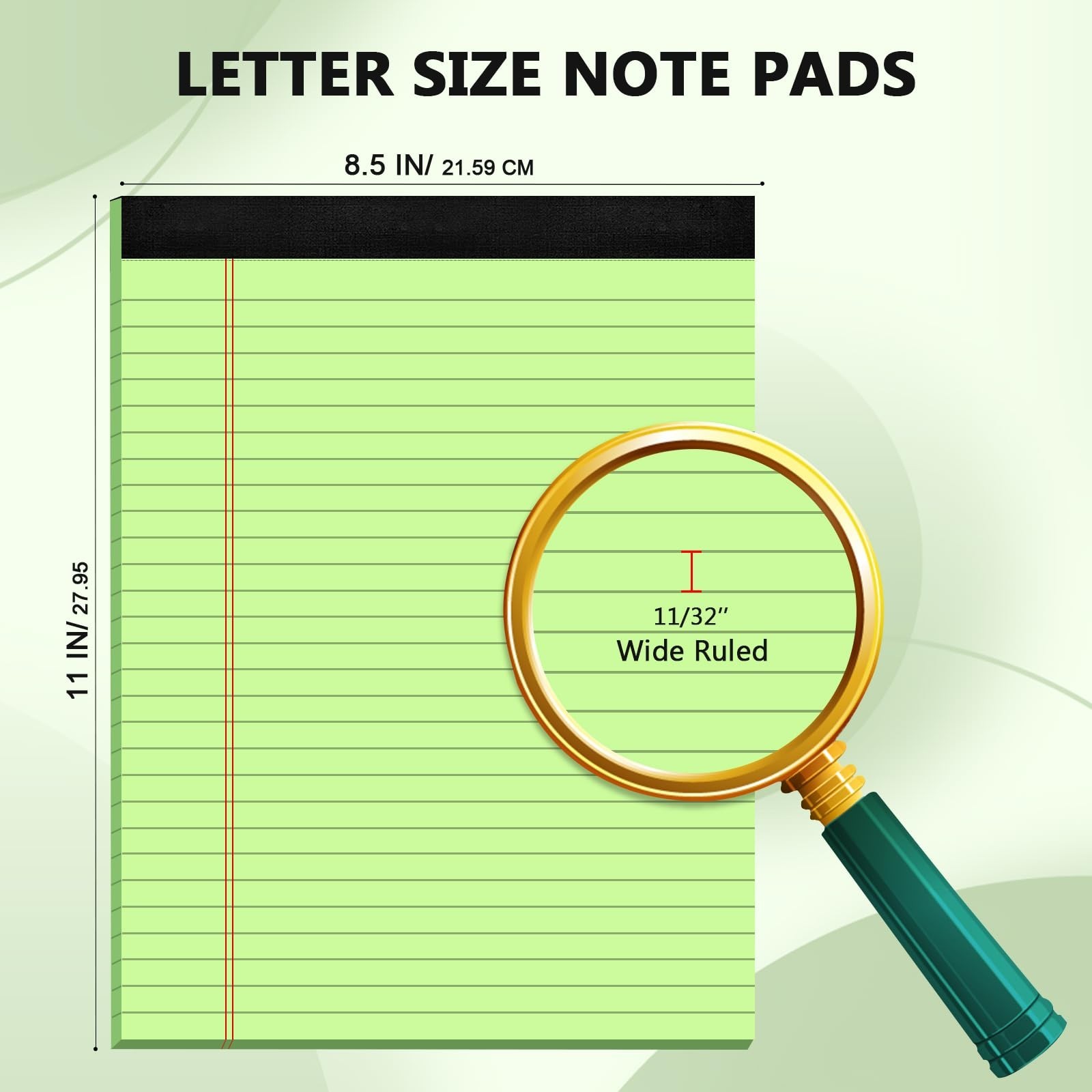 6 Pack Colored Legal Pads 8.5 x 11 Wide Ruled Writing Tablets Backboard