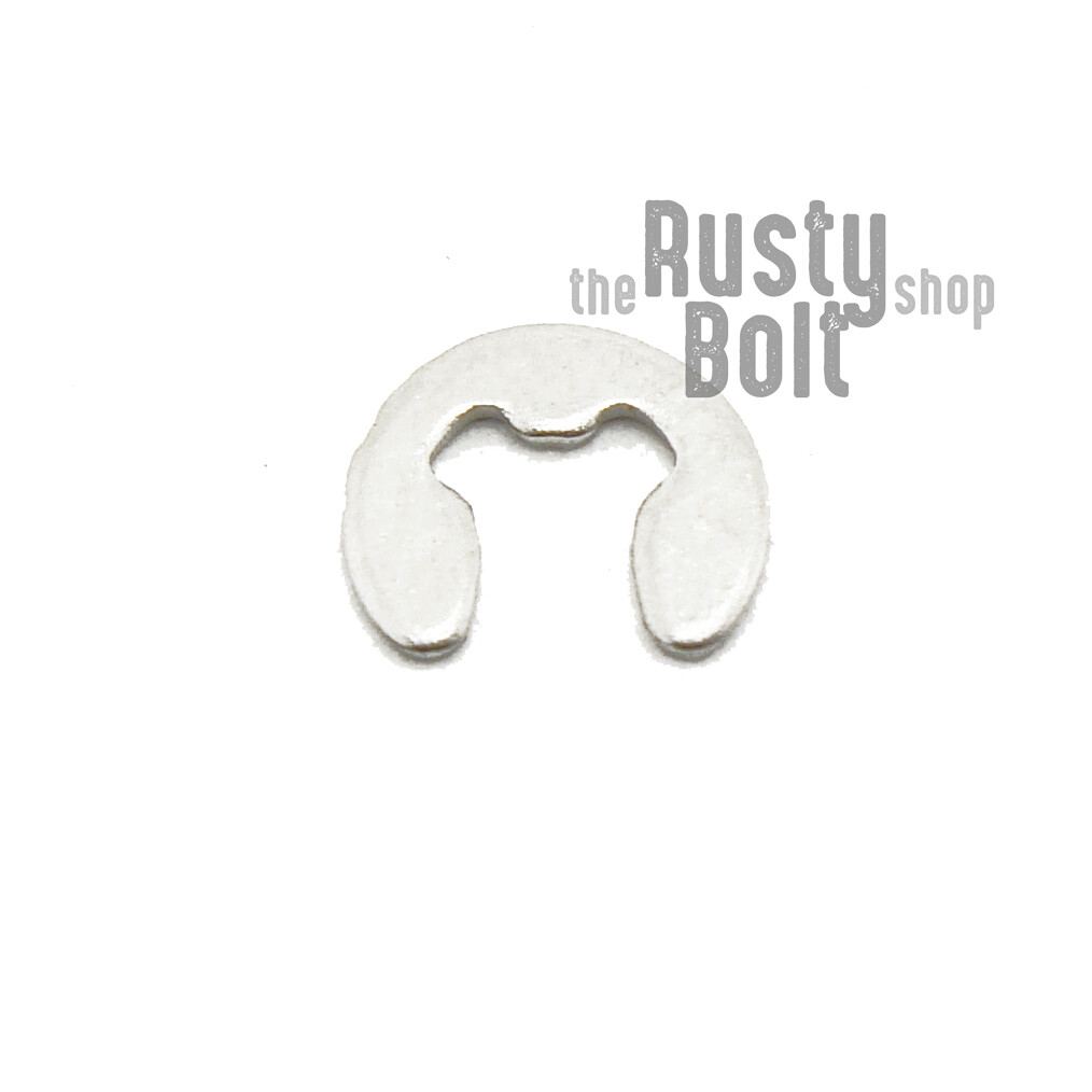 2mm E Clip, Stainless Steel, Circlip Side Mount, External Retaining Ring