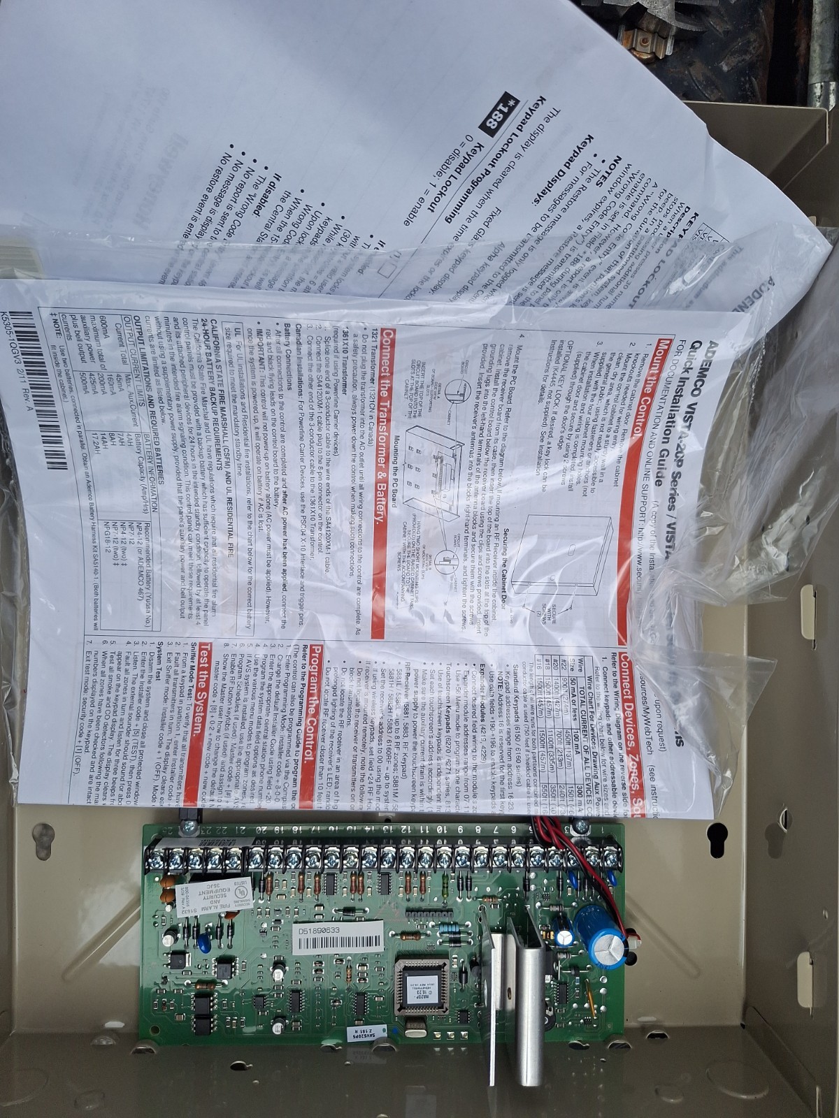 HONEYWELL VISTA-20P ADEMCO CONTROL PANEL PCB IN ALUMINUM ENCLOSURE – BEIGE