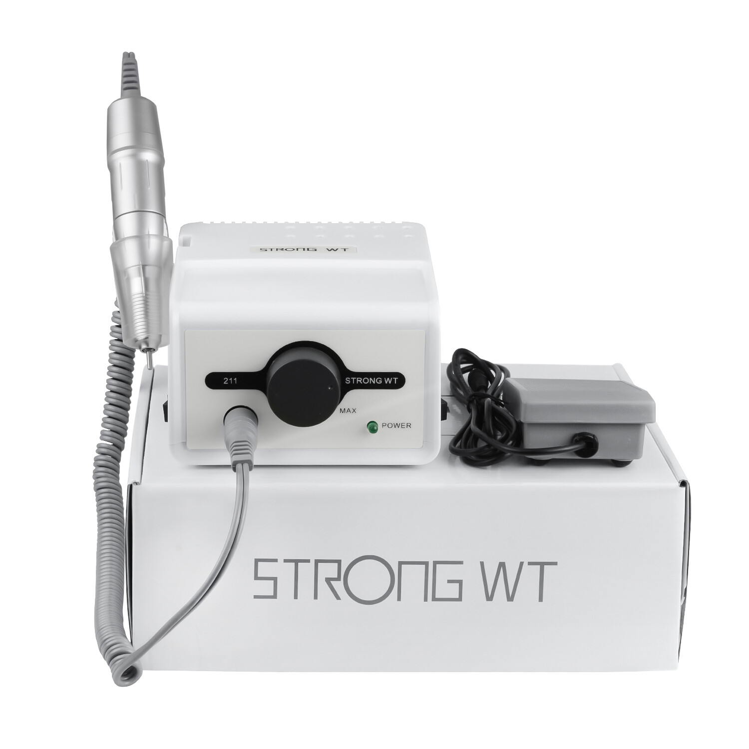 STRONG211 Micro Motor Electric Nail Drill Machine &35000RPM Handpiece 120 Silver