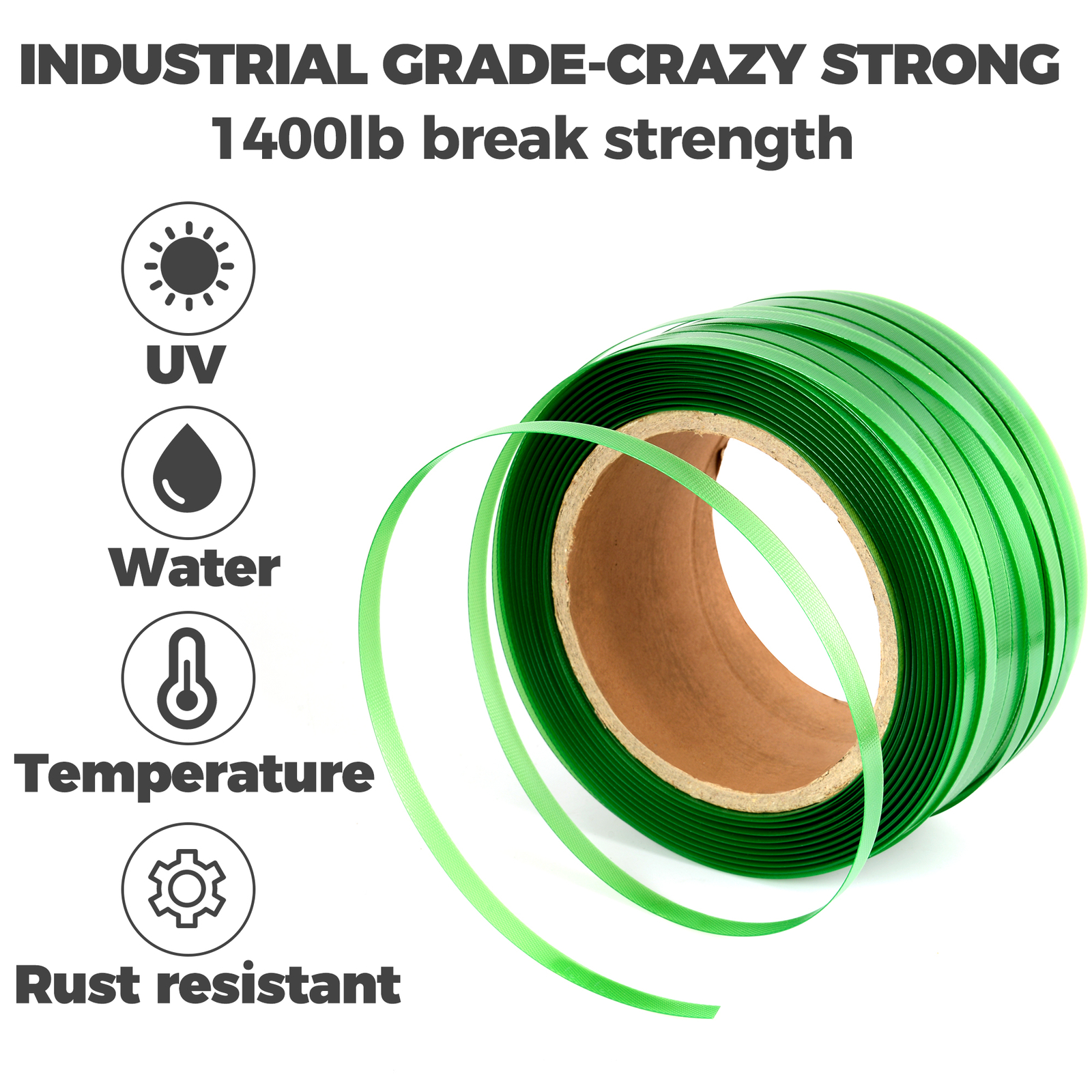 Heavy Duty Packaging Strapping Banding Roll 1000ft length 1400lbs Break Strength