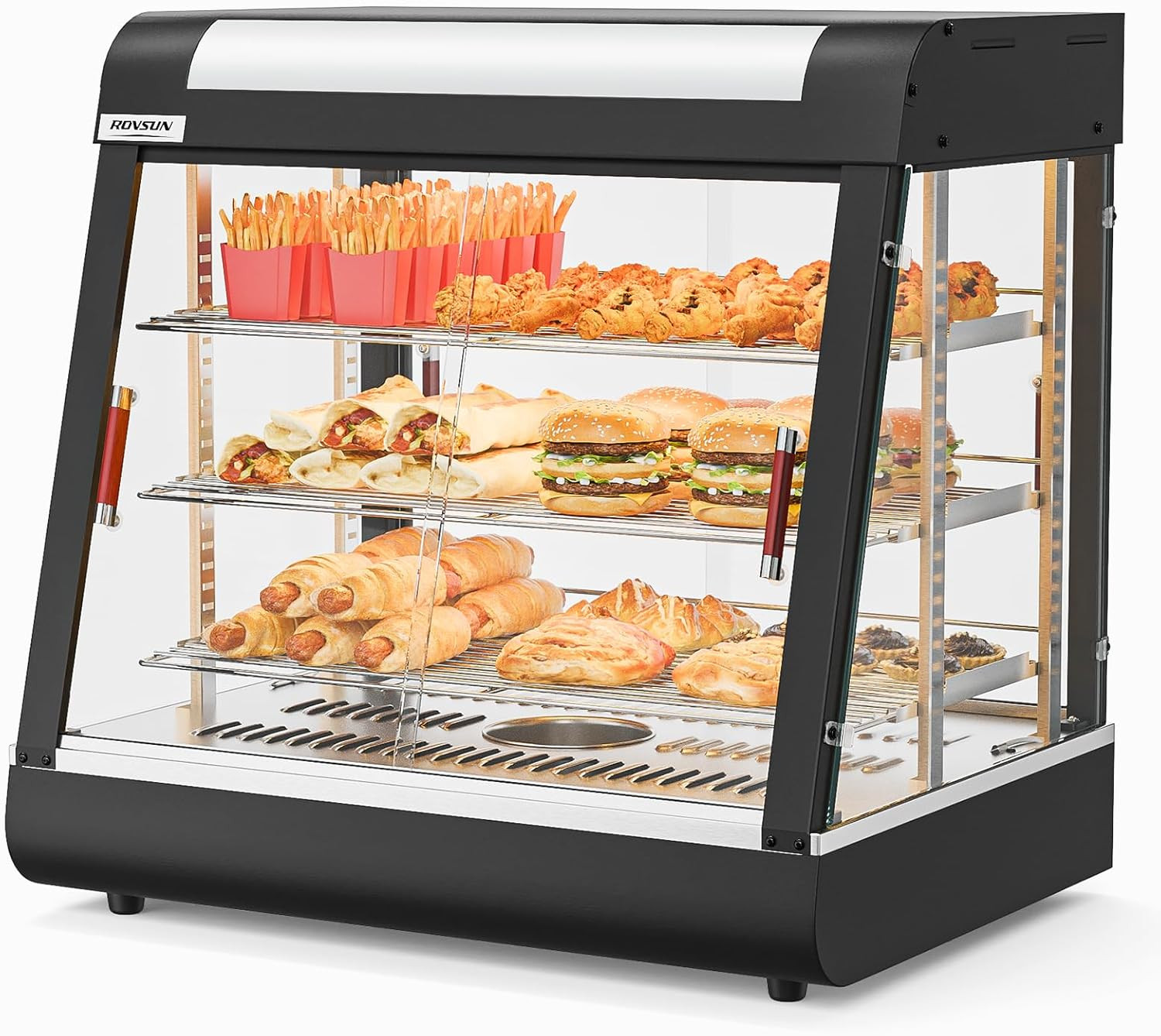 ROVSUN 26″ Commercial Food Warmer Display Pizza Warmer, 3-Tier Electric Countert