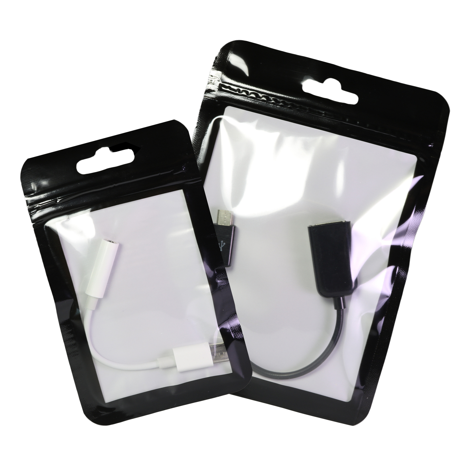 Flat Black Zip Seal Bags w/ Window and Butterfly Hang Hole Variety QTY and Sizes