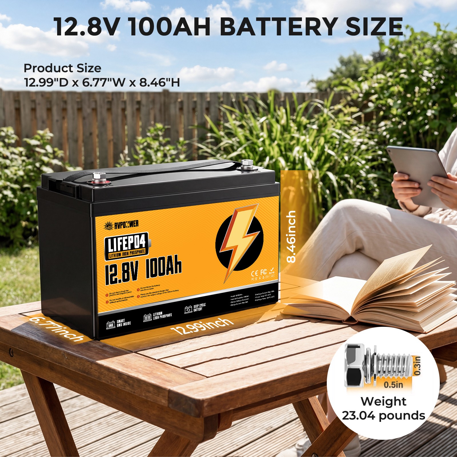 100Ah LiFePO4 Lithium Battery 12V Deep Cycles RV Marine Trolling Motors Off-grid