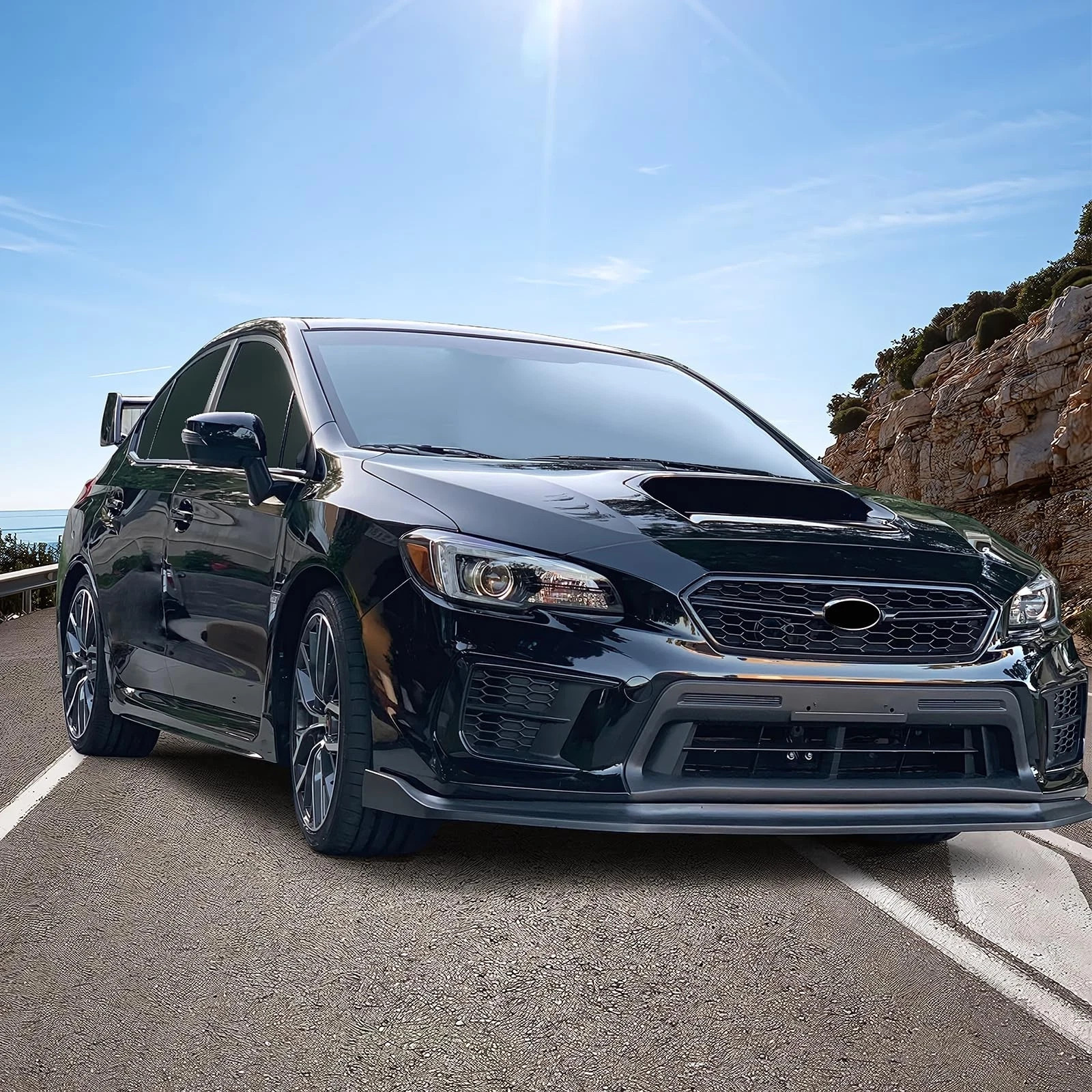 Front Bumper Lip Splitter Fits 2015-2021 WRX STI Unpainted Black PP