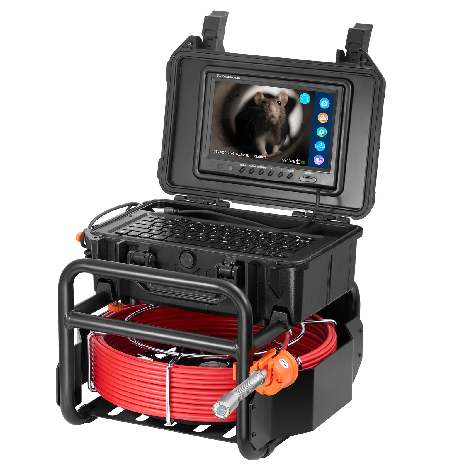 9″ Sewer Camera 98 ft/30m Self-Leveling Drain Camera with 512Hz Transmitter