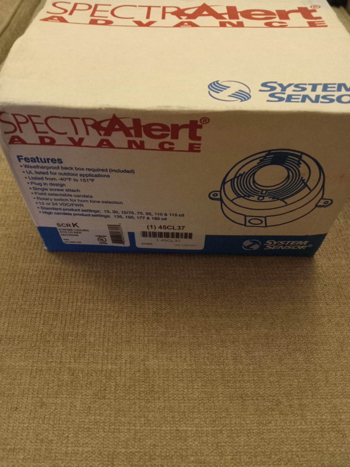 Honeywell System Sensor SpectrAlert Advance SCRK Security Strobe Light