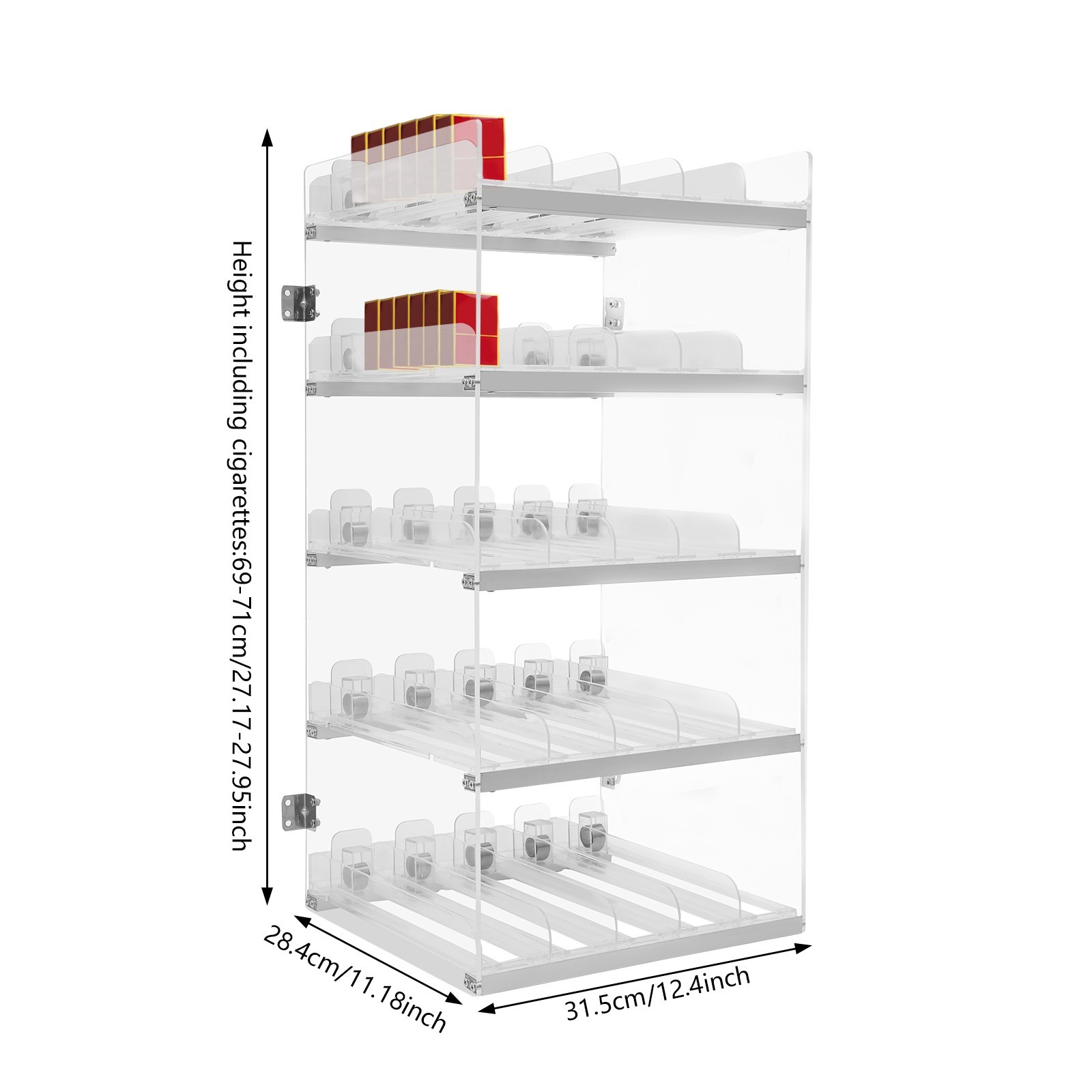 5 Tiers 250 Pack Cigarette Display Rack Tobacco Shelf Auto Feed Retail Store