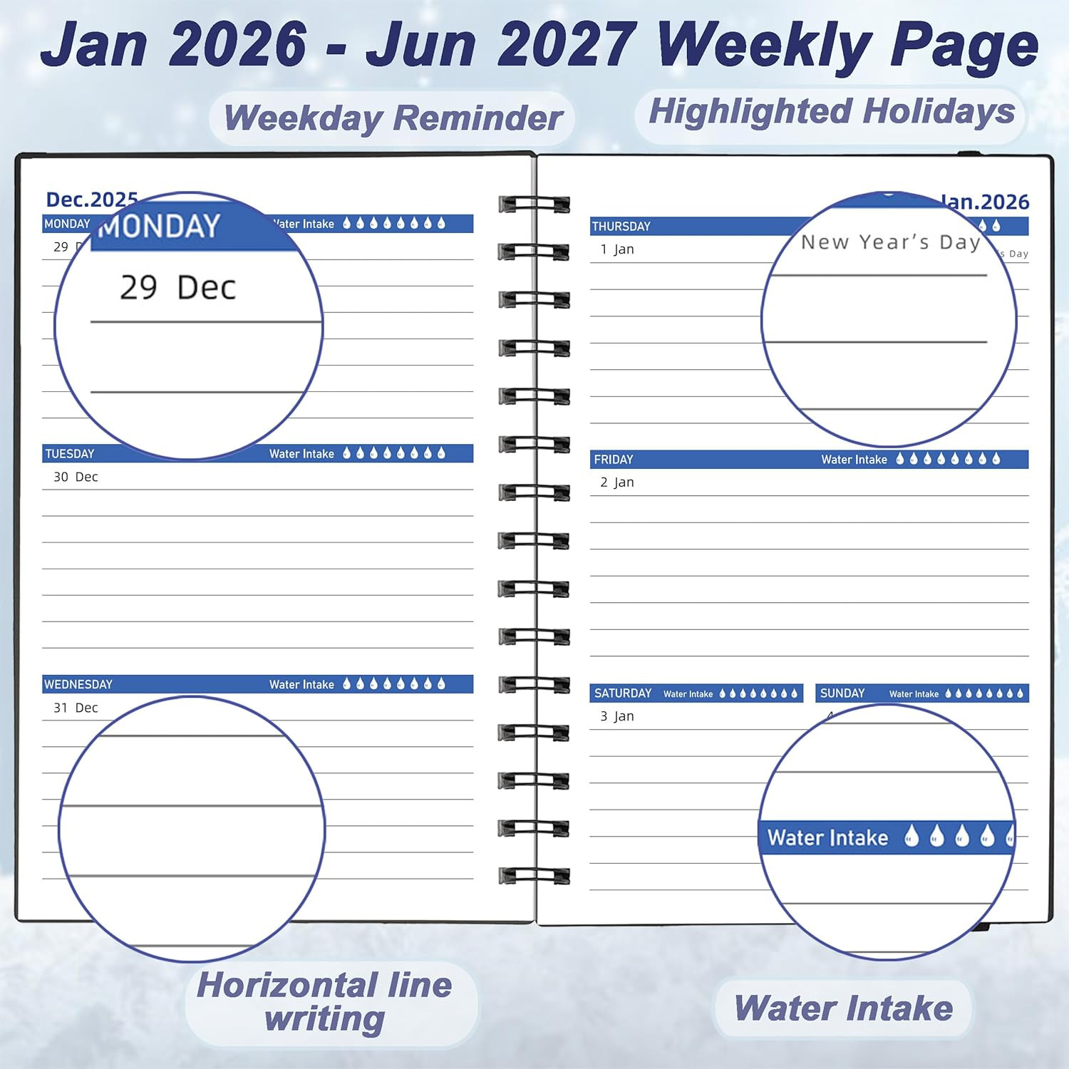 Daily Planner 2026-2027, 2026 Planner Weekly and Monthly, Jan 2026-Jun 2027, 18