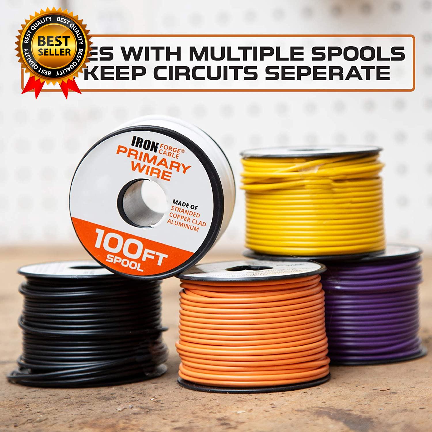 12 Gauge Primary Automotive Wire 6 Roll Bulk Assortment Pack 12 AWG Auto Cable