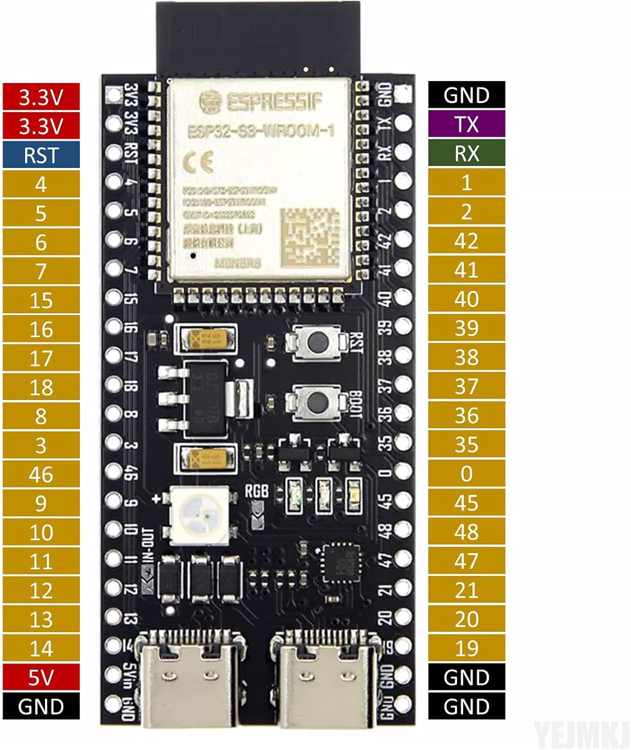 2Pcs Esp32-S3-Devkitc-1-N8R2 Development Board ESP32 S3 Wifi + Bluetooth MCU