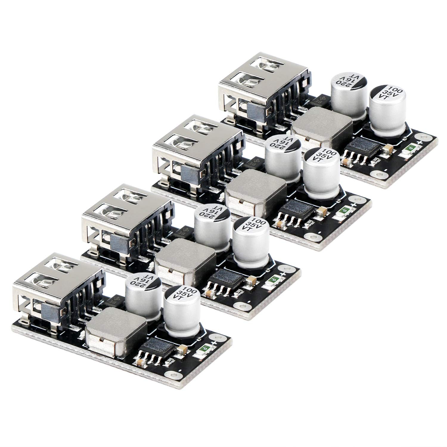 USB Buck Converter, 4pcs DCDC Step Down Module 632V 12V 24V to 5V QC 3.0 Char…