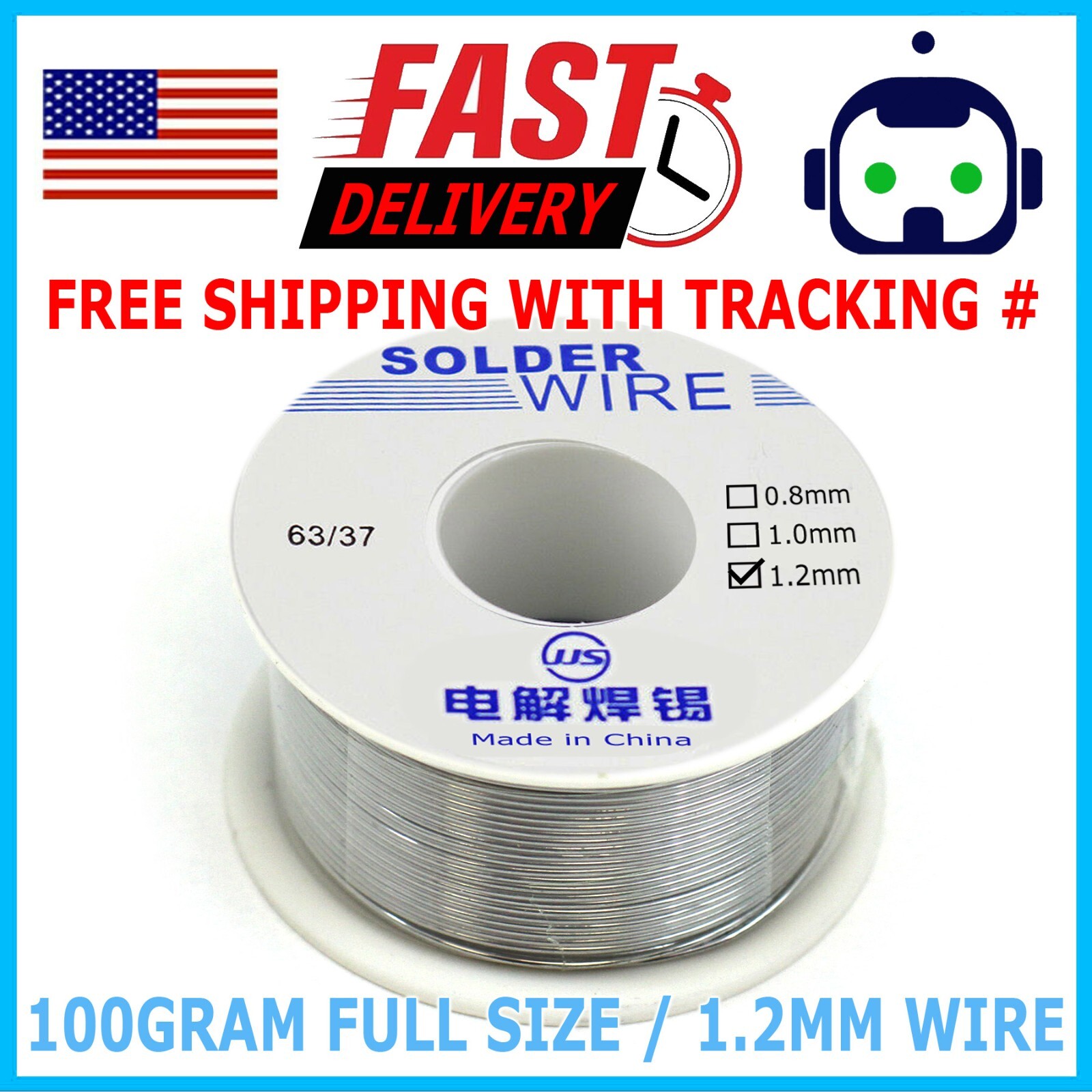 63/37 Tin Lead Rosin Core Flux Solder Wire for Electrical Solderding 1.2mm 100g