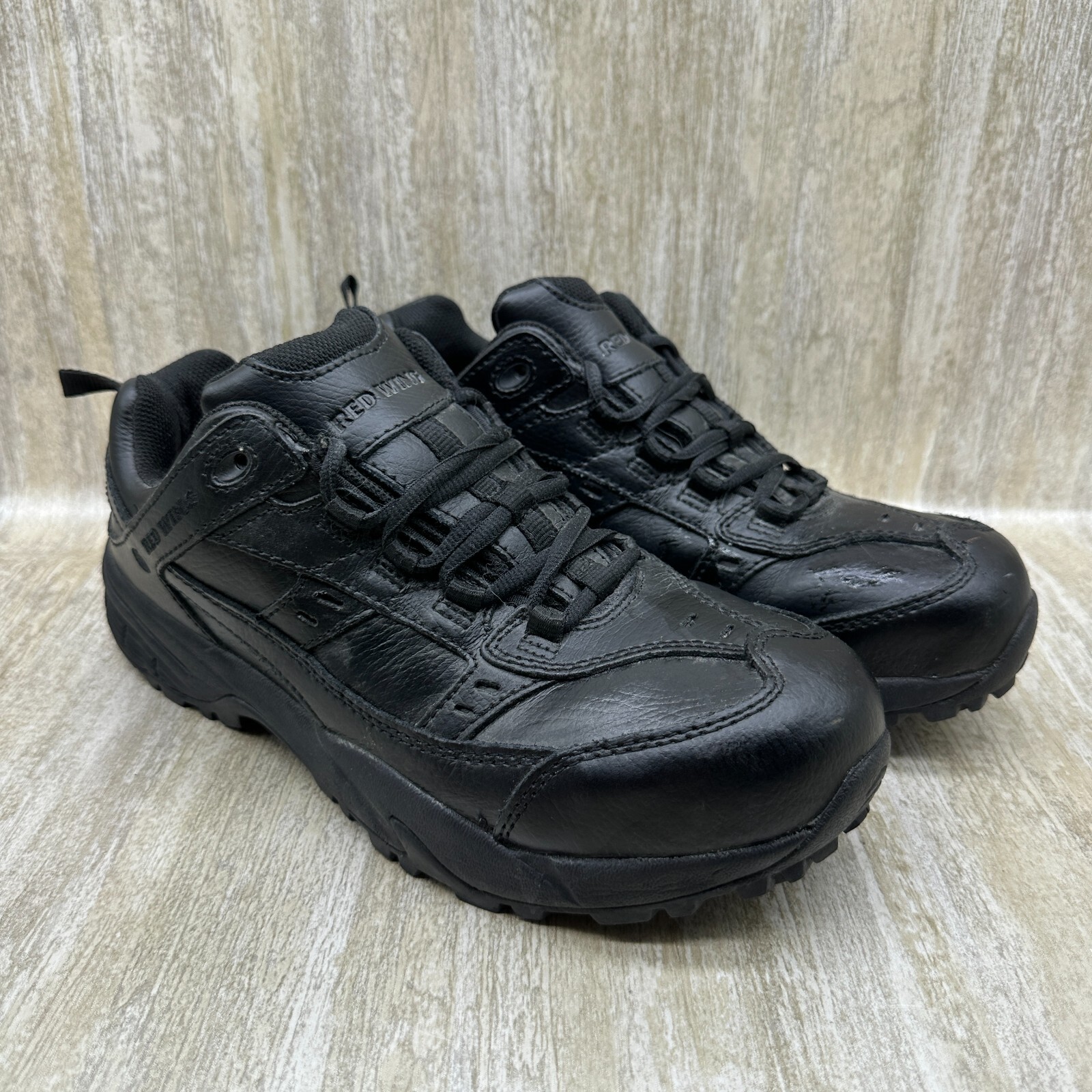 Red Wing Safety Toe Work Shoes Mens 7.5 B Black Leather Slip Resistant 6337