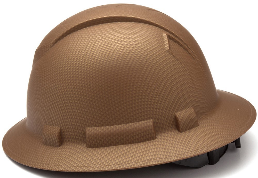 Pyramex Ridgeline Full Brim Hard Hat with 4 pt suspension – Copper Graphite