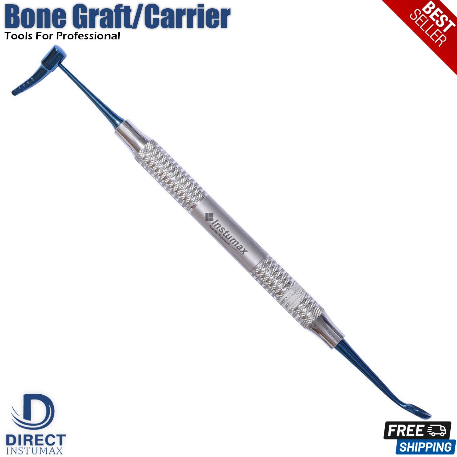 Bone Graft Carrier Titanium Coated Blue Amalgam Pluggers Implant Periotomes