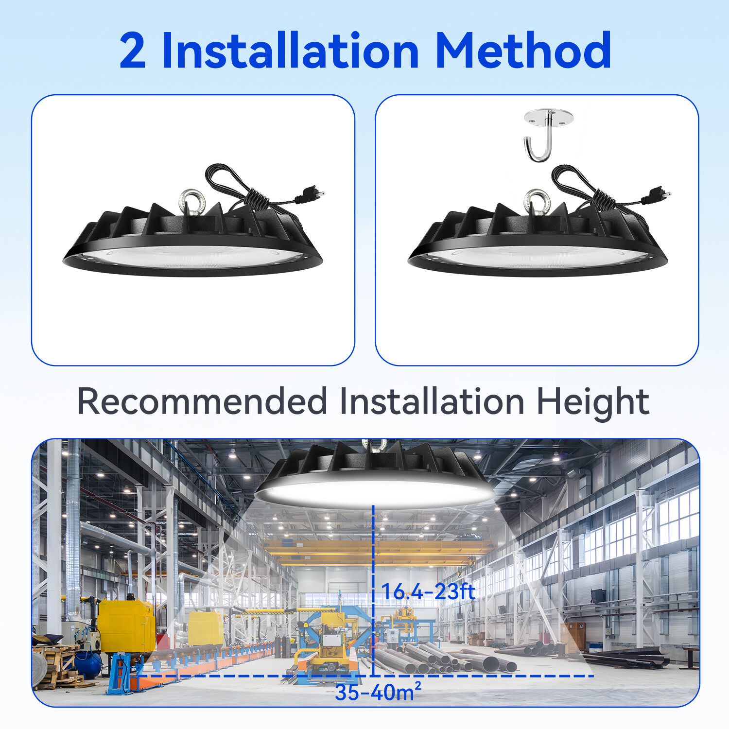 500W Led High Bay Light Commercial Industrial Warehouse Shop Light with US Plug