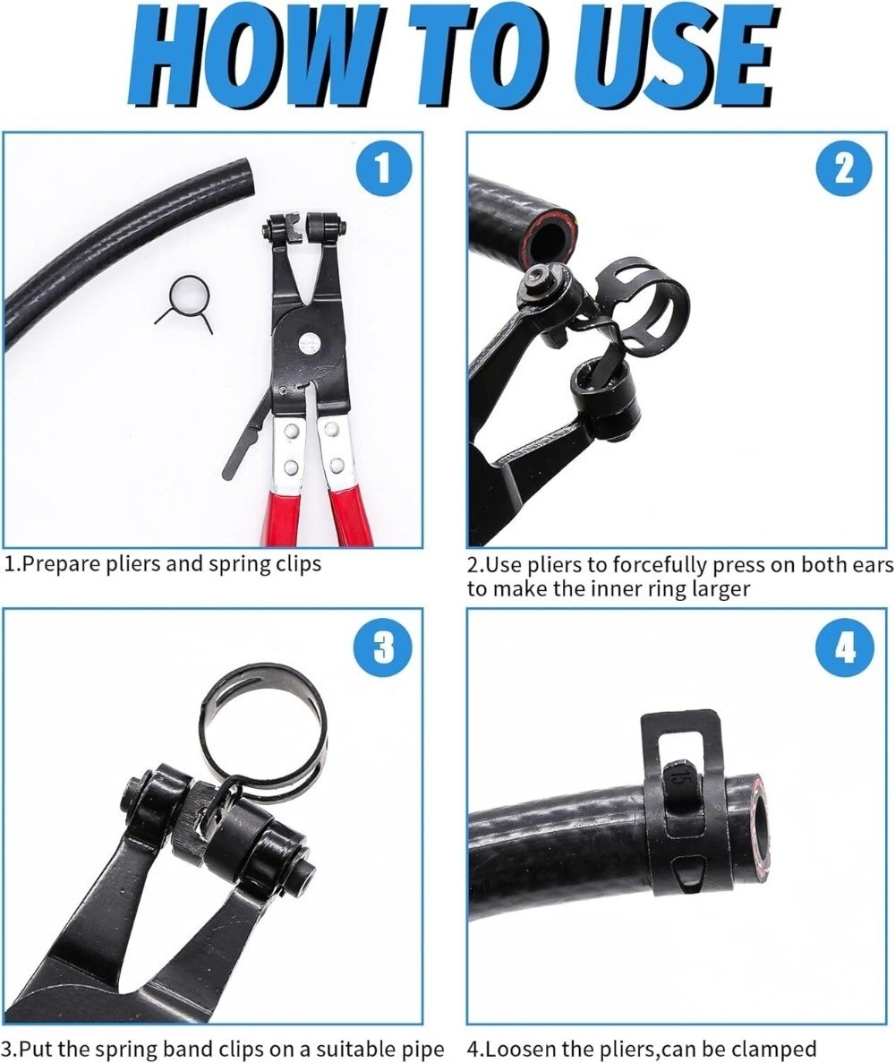 115X Hose Spring Clamps 6-22mm Fastener Fuel Water Line Pipe Air Tube Clips Kit