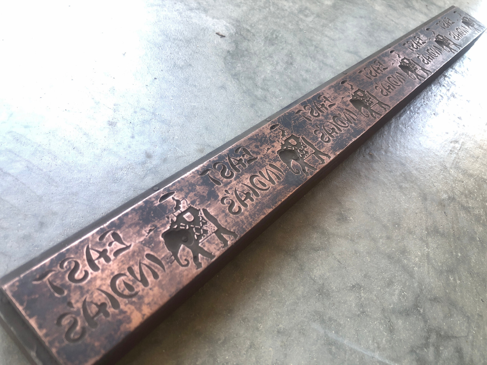Large Long copper Antique Letterpress PRINTING BLOCK – EAST INDIA’S Ad