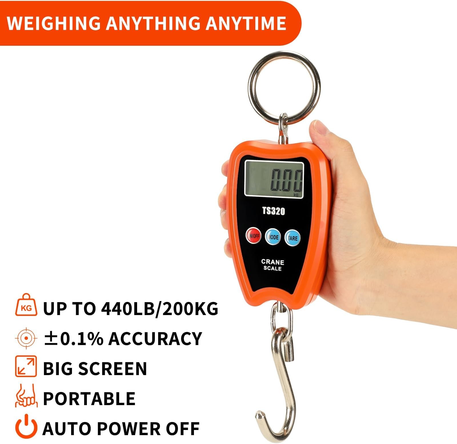Digital Crane Scale 300kg/660lbs 200kg/440lbs with LED Handheld Mini Hanging …