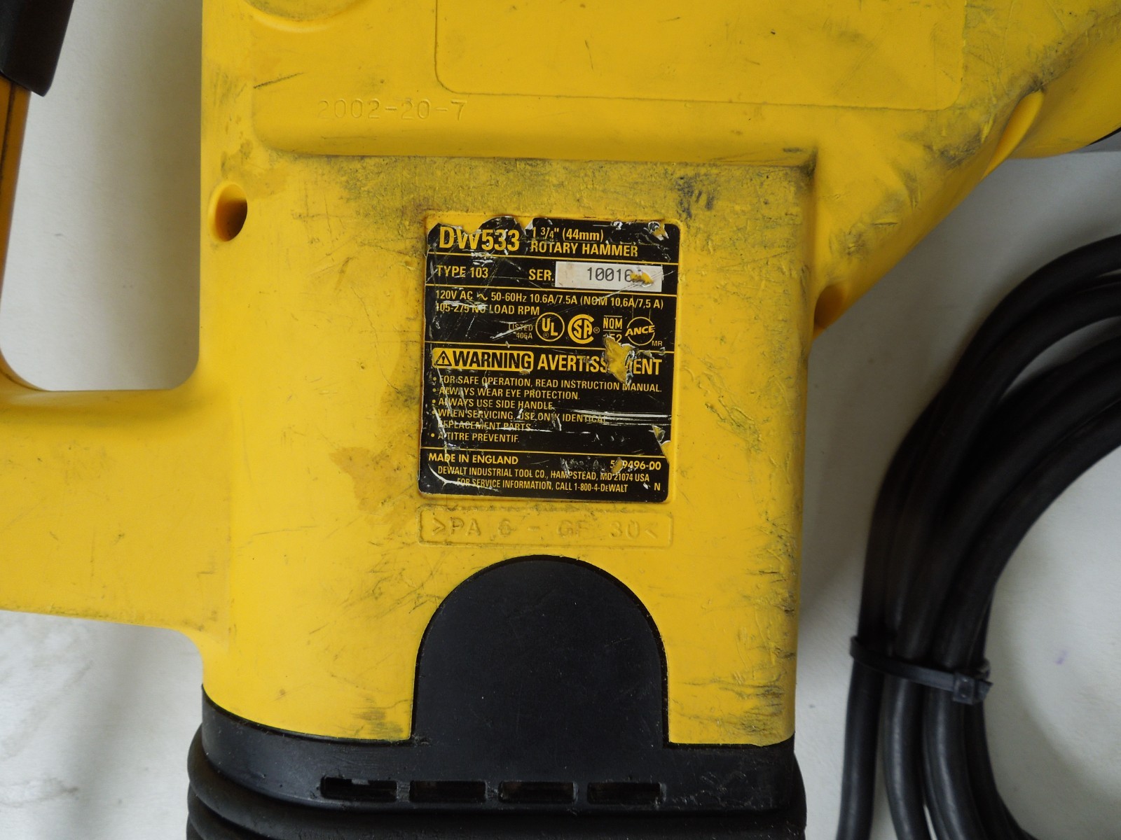 DeWalt DW533 1-3/4″ Rotary Hammer Type 103