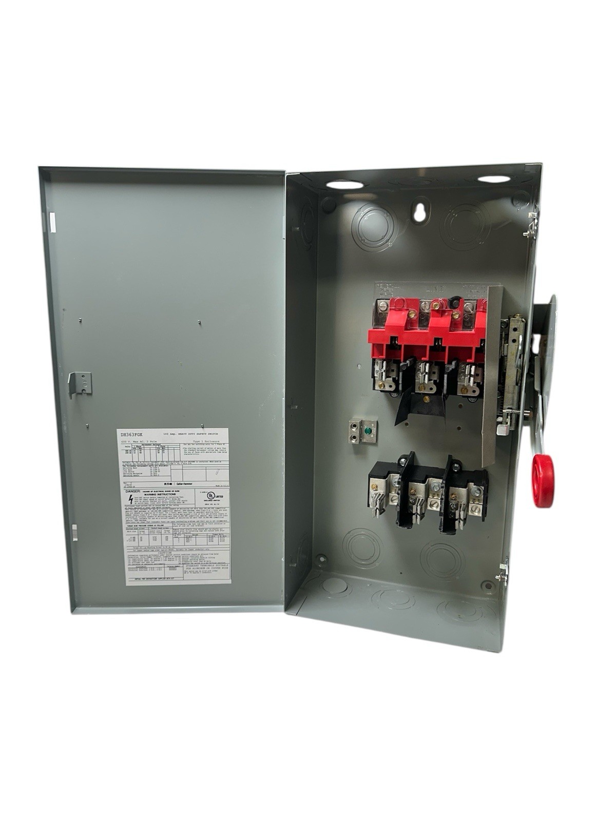 Eaton DH363FGK Heavy Duty Safety Switch 100 Amp 3 Pole 600 Vac