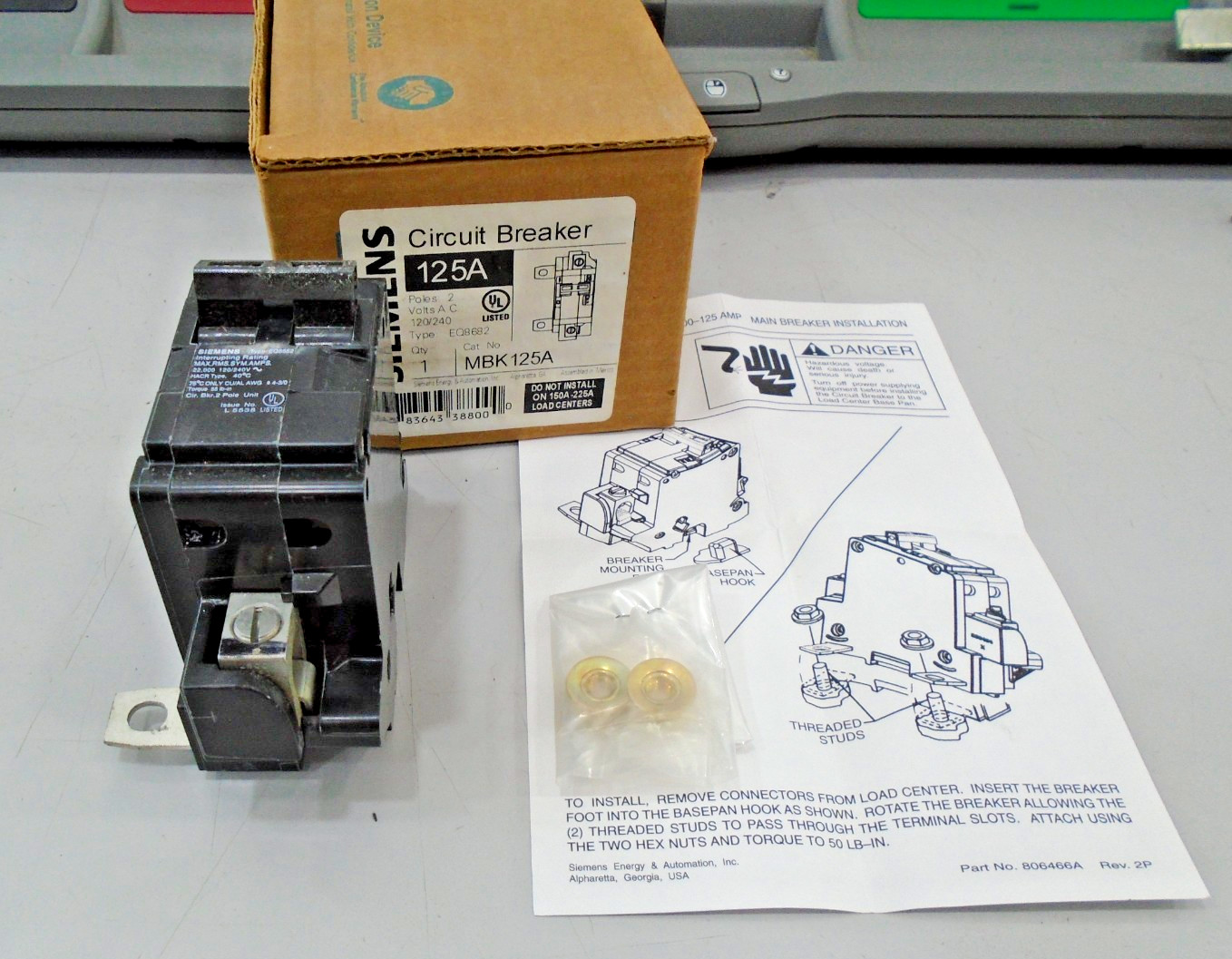 NEW Siemens MBK125A Circuit Breaker 125 Amp 2 pole 120/240 Volt AC