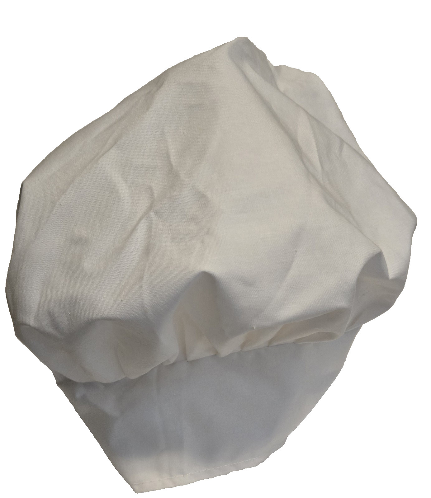 White Chef’s Hat Poly/Cotton Blend w/ Hook & Loop Fastener–Black Fiber on H & L