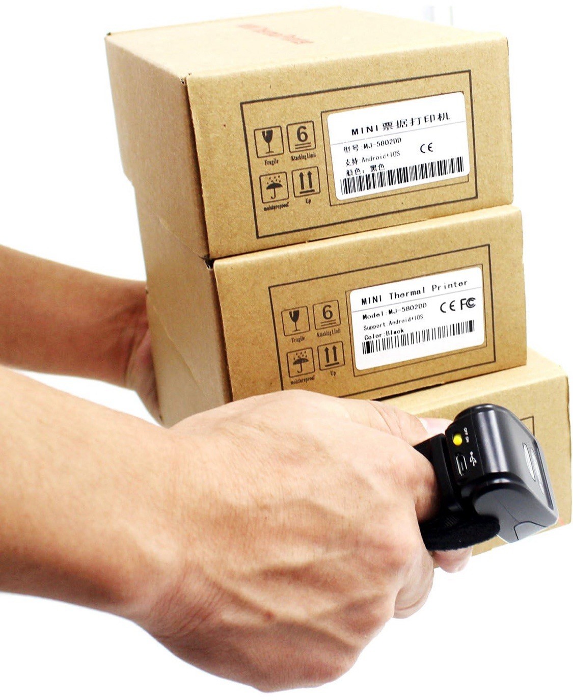 Bluetooth Ring 1D 2D QR Barcode Scanner, Wearable Wireless Finger Mini Bar Code