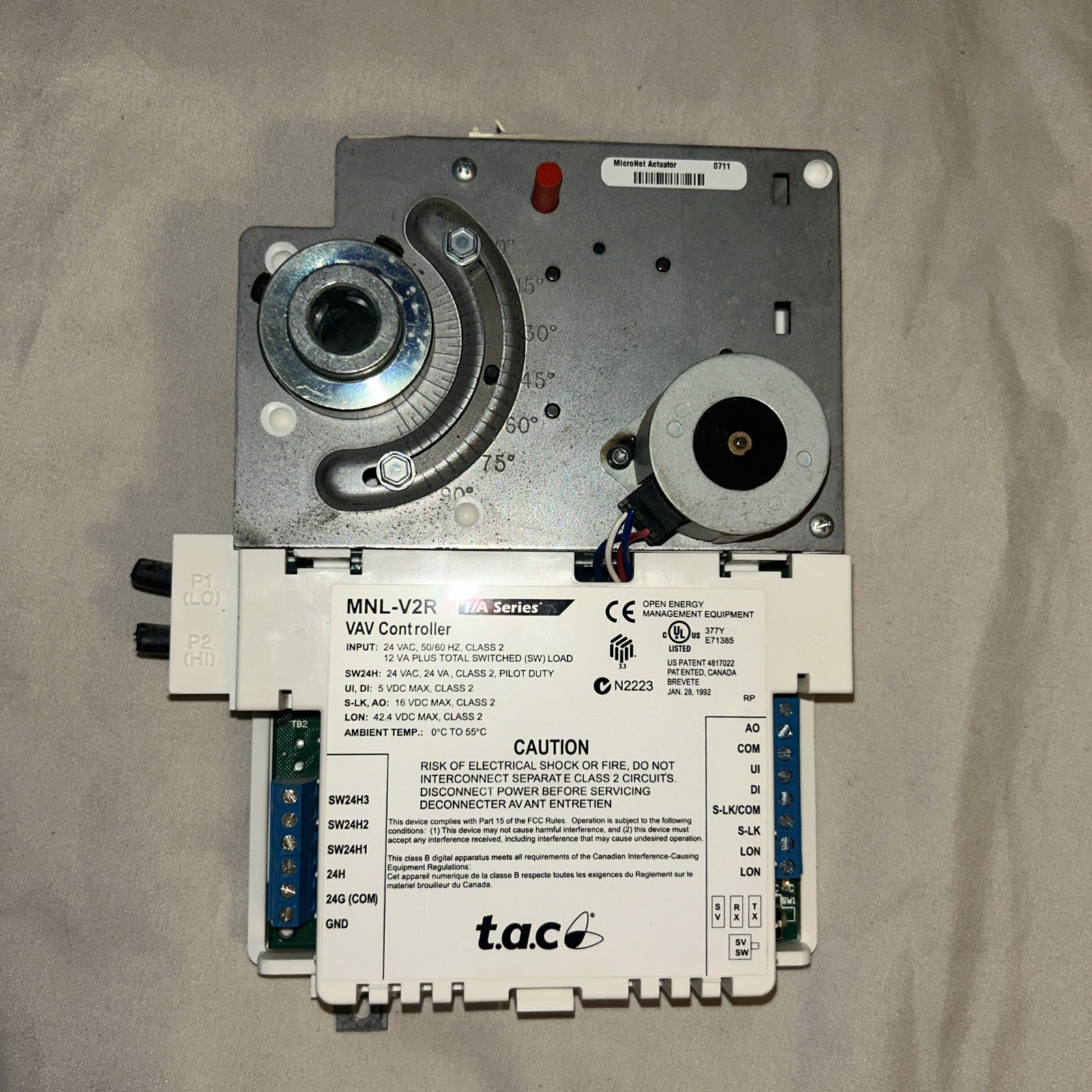 TAC Schneider Electric MNL-V2R; I/A Series VAV Controller read description