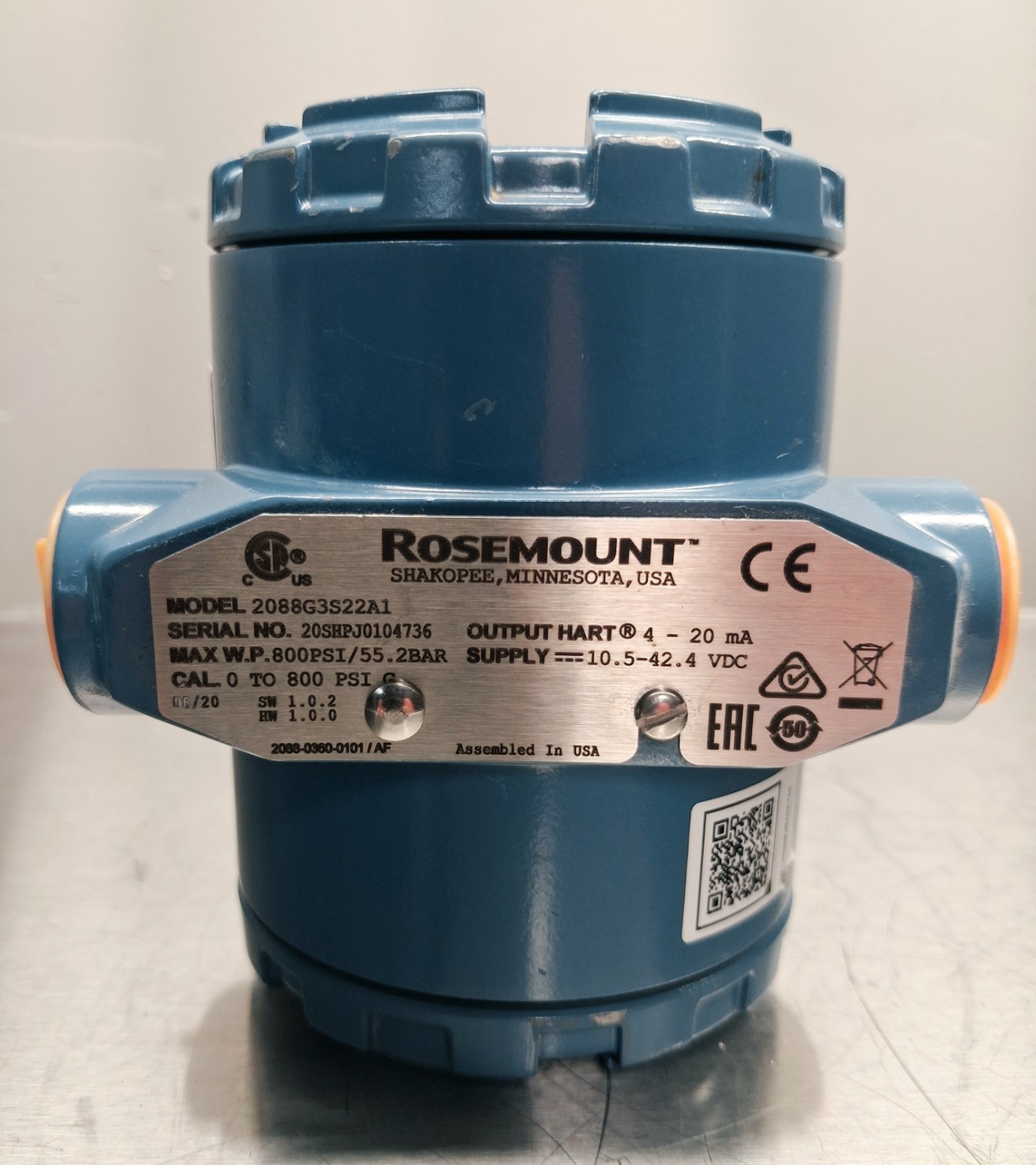 NEW! Emmereson Rosemount , Mod 2088G3S22A1 MAX W.P 800PSI/55.2BAR,