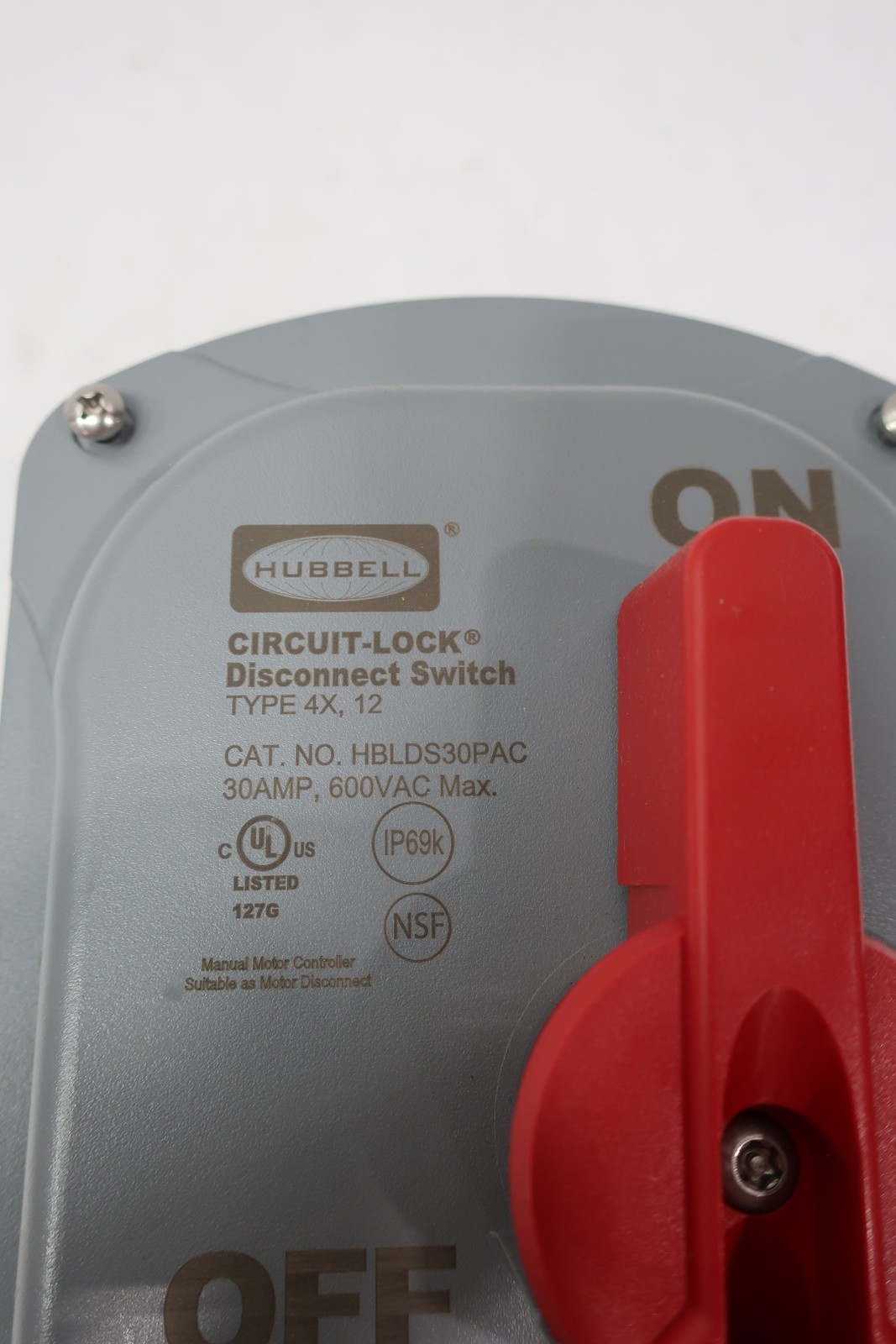 Hubbell HBLDS30PAC Circuit-lock Disconnect Switch 30a Amp 600v-ac