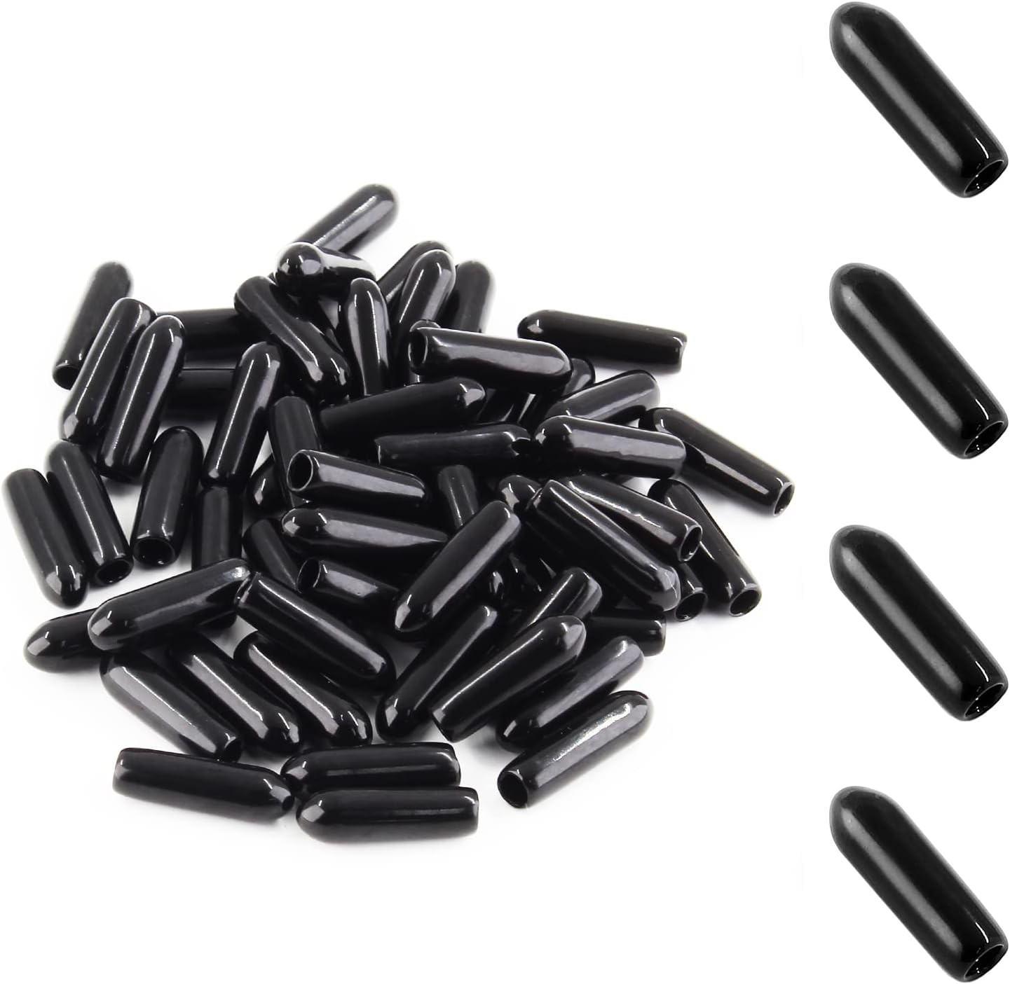 60PCS round Rubber End Caps 1/8 Inch/3Mm Screw Thread Protectors round Tube Bolt