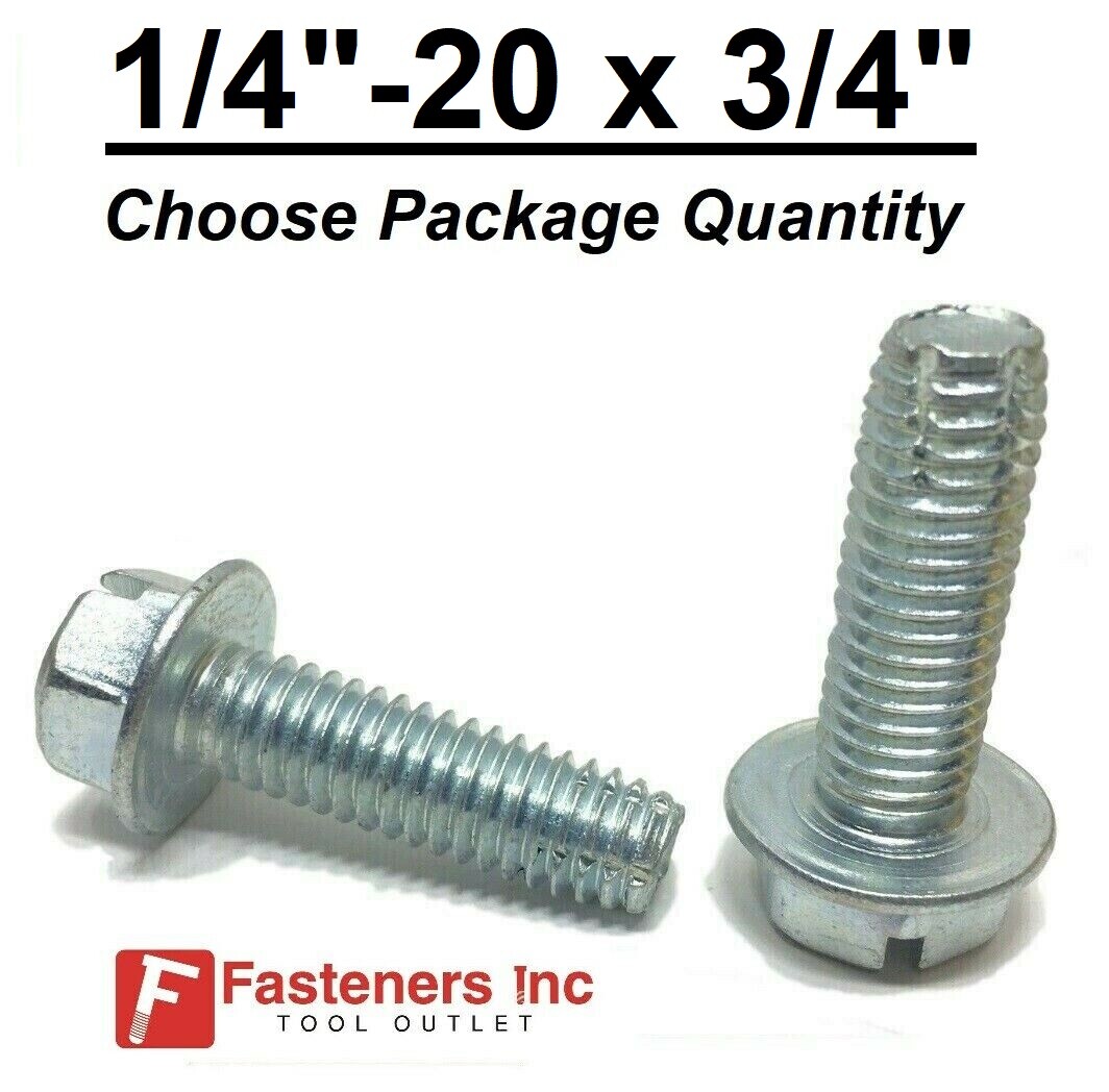 1/4″-20 x 3/4″ Hex Bolt Thread Cutting Screw Zinc Plated Type F Self Tapping