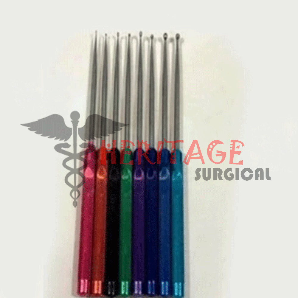 Cervical Curette German Steel Colored Handles Orthopedic Spine Set, With Out Box