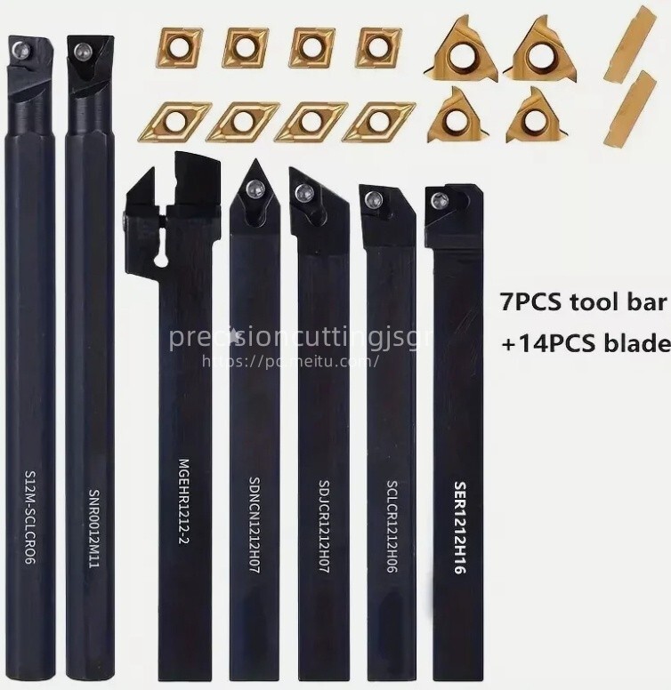 21PCS 1/2″/12mm Shank Indexable Carbide Lathe Turning Insert Tool Holder Bit Se