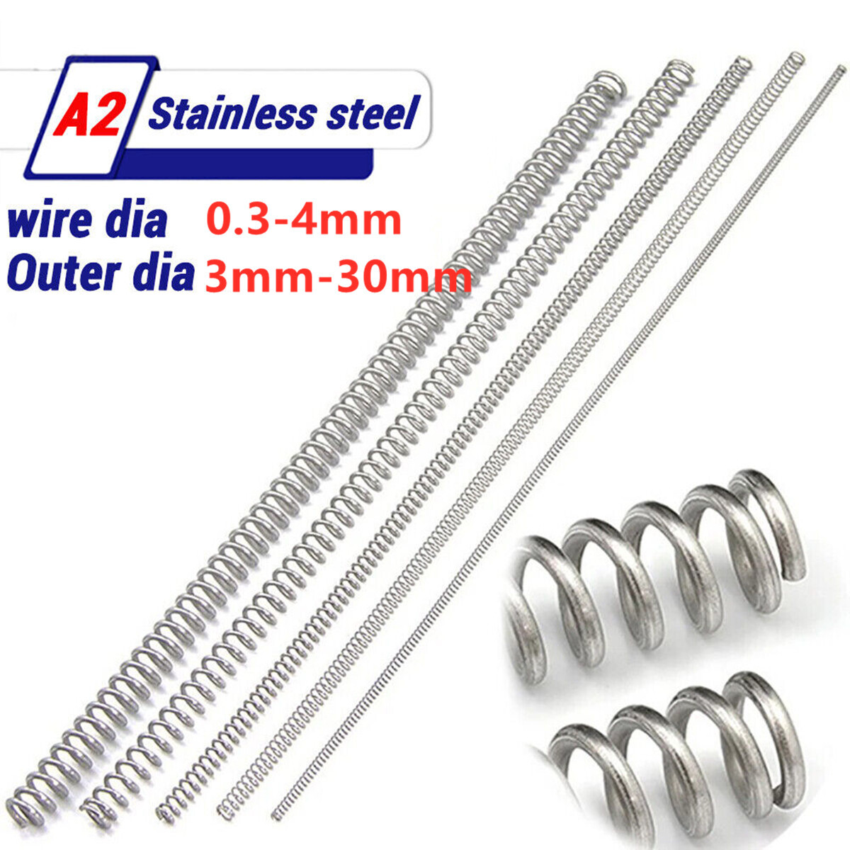 Compression Spring Steel Wire 0.3-5mm 304 Stainless Steel Pressure Spring 305mm
