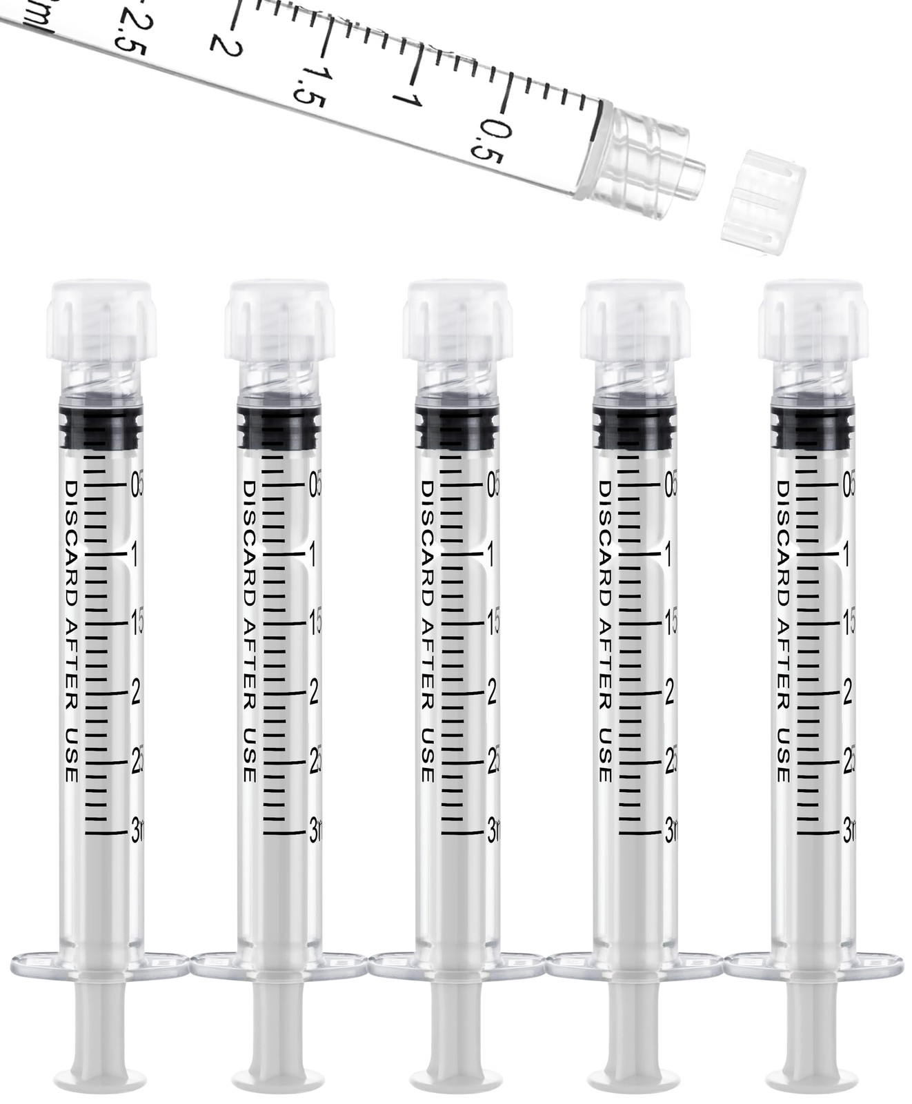 3mL Luer Lock Syringes without Needle – Syringe with Cap, 3ml, transparency