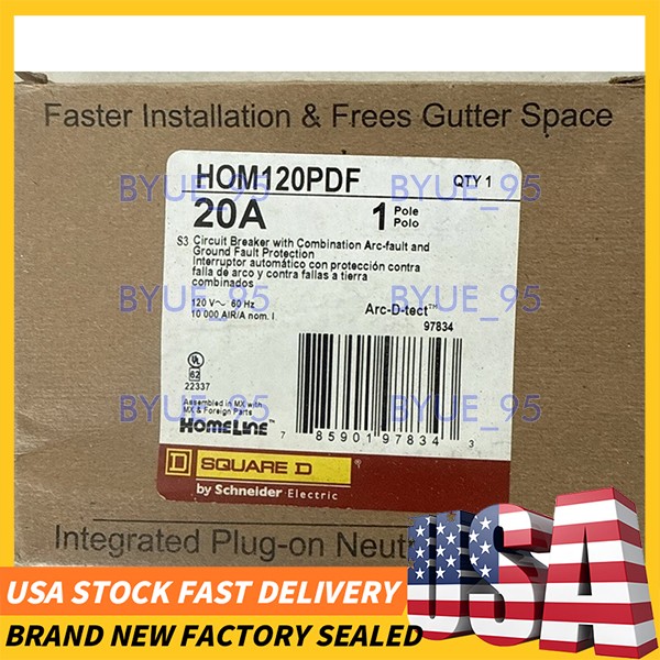 Square D HOM120PDF 120V 20A Single-Pole Circuit Breaker