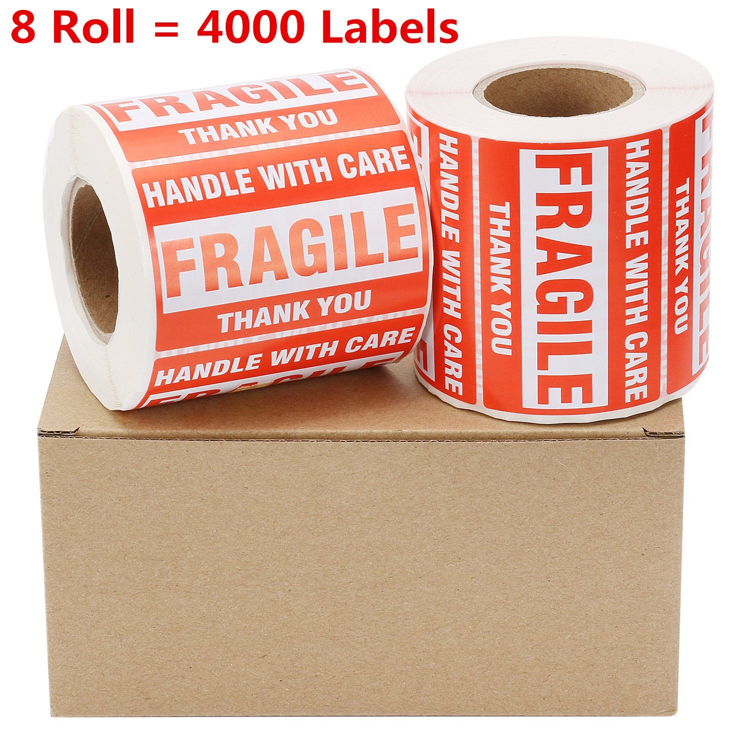 8 Rolls 500/Roll 2×3 FRAGILE Stickers Handle With Care Thank you Shipping Labels